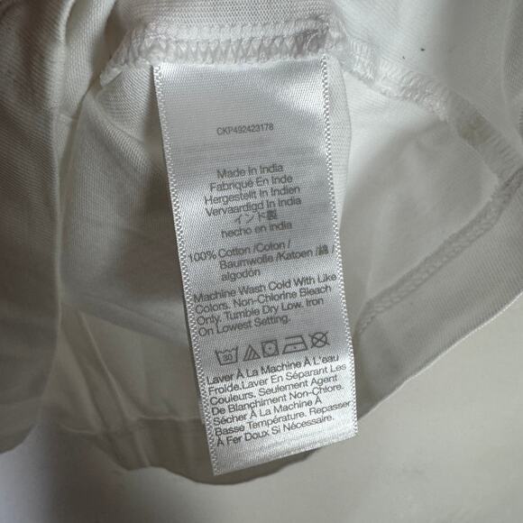 Madewell Puff-Sleeve Tee WMNS XS White Crew Neck Cotton Relaxed Fit Ruffle Trim - Picture 7 of 8